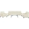 Sofa Sofos komplektas su pagalvėlėmis, 3 dalių, kreminis, aksomas