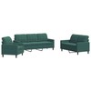 Sofa Sofos komplektas su pagalvėlėmis, 3 dalių, žalias, aksomas