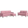 Sofa Sofos komplektas su pagalvėlėmis, 3 dalių, rožinis, aksomas