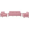 Sofa Sofos komplektas su pagalvėlėmis, 3 dalių, rožinis, aksomas