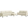 Sofa Sofos komplektas su pagalvėlėmis, 3 dalių, kreminis, aksomas
