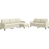 Sofa Sofos komplektas su pagalvėlėmis, 3 dalių, kreminis, aksomas