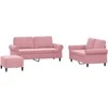 Sofa Sofos komplektas su pagalvėlėmis, 3 dalių, rožinis, aksomas