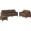 Sofa Sofos komplektas su pagalvėlėmis, 3 dalių, rudas, audinys