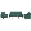 Sofa Sofos komplektas su pagalvėlėmis, 3 dalių, žalias, aksomas