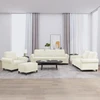 Sofa Sofos komplektas su pagalvėlėmis, 4 dalių, kreminis, aksomas