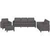Sofa Sofos komplektas su pagalvėlėmis, 4 dalių, pilkas, dirbtinė oda