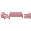 Sofa Sofos komplektas su pagalvėlėmis, 4 dalių, rožinis, aksomas