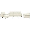 Sofa Sofos komplektas su pagalvėlėmis, 4 dalių, kreminis, aksomas