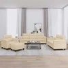 Sofa Sofos komplektas su pagalvėlėmis, 4 dalių, kreminis, audinys