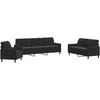 Sofa Sofos komplektas su pagalvėlėmis, 4 dalių, juodas, aksomas