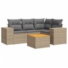 Sofa Sofos komplektas su pagalvėlėmis, 5 dalių, smėlio, poliratanas