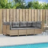 Lauko baldų komplektas Sofos komplektas su pagalvėlėmis, 5 dalių, smėlio, poliratanas