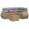 Sofa Sofos komplektas su pagalvėlėmis, 5 dalių, smėlio, poliratanas