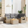 Sofa Sofos komplektas su pagalvėlėmis, 5 dalių, smėlio, poliratanas