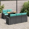 Sofos komplektas su pagalvėlėmis, 6 dalių, juodas, poliratanas