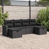Sofa Sofos komplektas su pagalvėlėmis, 6 dalių, juodas, poliratanas