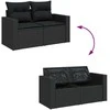 Sofa Sofos komplektas su pagalvėlėmis, 6 dalių, juodas, poliratanas