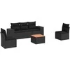 Sofa Sofos komplektas su pagalvėlėmis, 6 dalių, juodas, poliratanas