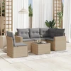Sofa Sofos komplektas su pagalvėlėmis, 6 dalių, smėlio, poliratanas