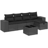 Sofa Sofos komplektas su pagalvėlėmis, 6 dalių, juodas, poliratanas