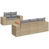 Sofa Sofos komplektas su pagalvėlėmis, 6 dalių, smėlio, poliratanas