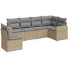 Sofa Sofos komplektas su pagalvėlėmis, 6 dalių, smėlio, poliratanas