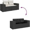 Sofa Sofos komplektas su pagalvėlėmis, 6 dalių, juodas, poliratanas