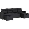 Sofa Sofos komplektas su pagalvėlėmis, 6 dalių, juodas, poliratanas
