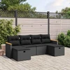 Lauko baldų komplektas Sofos komplektas su pagalvėlėmis, 6 dalių, juodas, poliratanas