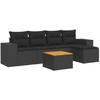 Sofa Sofos komplektas su pagalvėlėmis, 6 dalių, juodas, poliratanas