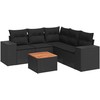 Sofa Sofos komplektas su pagalvėlėmis, 6 dalių, juodas, poliratanas