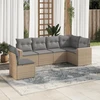 Sofa Sofos komplektas su pagalvėlėmis, 6 dalių, smėlio, poliratanas