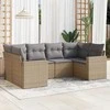 Sofa Sofos komplektas su pagalvėlėmis, 6 dalių, smėlio, poliratanas