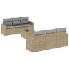 Sofa Sofos komplektas su pagalvėlėmis, 7 dalių, smėlio, poliratanas