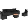 Sofa Sofos komplektas su pagalvėlėmis, 7 dalių, juodas, poliratanas