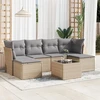 Sofa Sofos komplektas su pagalvėlėmis, 7 dalių, smėlio, poliratanas