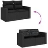 Sofa Sofos komplektas su pagalvėlėmis, 7 dalių, juodas, poliratanas