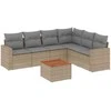 Sofa Sofos komplektas su pagalvėlėmis, 7 dalių, smėlio, poliratanas