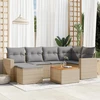 Sofa Sofos komplektas su pagalvėlėmis, 7 dalių, smėlio, poliratanas