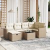 Sofa Sofos komplektas su pagalvėlėmis, 7 dalių, smėlio, poliratanas