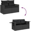 Sofa Sofos komplektas su pagalvėlėmis, 7 dalių, juodas, poliratanas