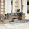 Sofa Sofos komplektas su pagalvėlėmis, 7 dalių, smėlio, poliratanas