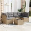 Sofa Sofos komplektas su pagalvėlėmis, 7 dalių, smėlio, poliratanas