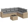 Sofa Sofos komplektas su pagalvėlėmis, 7 dalių, smėlio, poliratanas