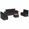 Sofa Sofos komplektas su pagalvėlėmis, 8 dalių, juodas, poliratanas