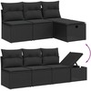 Sofa Sofos komplektas su pagalvėlėmis, 8 dalių, juodas, poliratanas