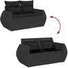 Sofa Sofos komplektas su pagalvėlėmis, 8 dalių, juodas, poliratanas