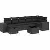 Sofa Sofos komplektas su pagalvėlėmis, 8 dalių, juodas, poliratanas