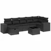 Sofa Sofos komplektas su pagalvėlėmis, 8 dalių, juodas, poliratanas